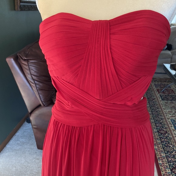 NWT La Femme Deep Red Long Dress Sz 0 Open Back Prom, Date Evening Gown Train - Picture 9 of 16
